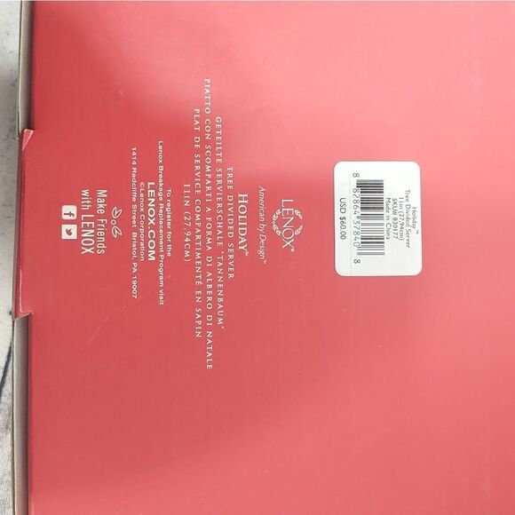 New In Box Lenox Holiday Christmas Tree 11" Divided Candy Relish Server Dish. - Picture 6 of 6